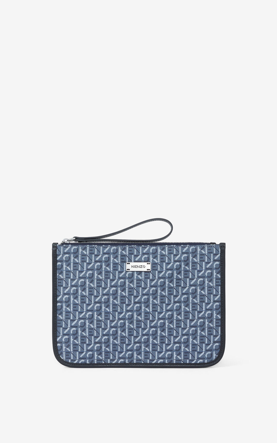 Kenzo Jacquard Courier Clutch Navy Blue For Womens 8649WPRMF